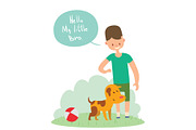 Boy and dog friends vector
