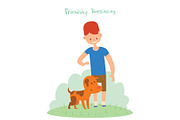 Boy and dog friends vector