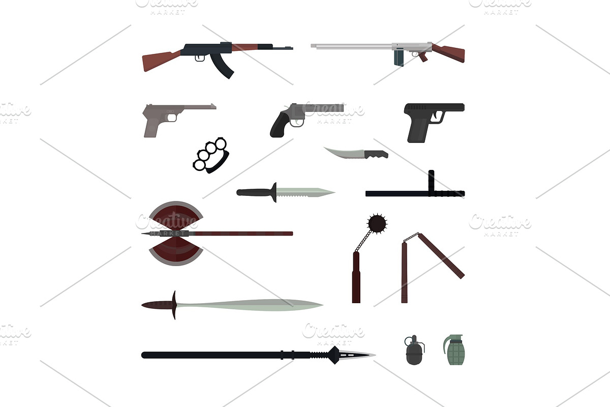 Weapons flat vector collection in Objects - product preview 8