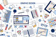 Graphic design line art banners