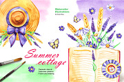 Watercolor summer cottage set