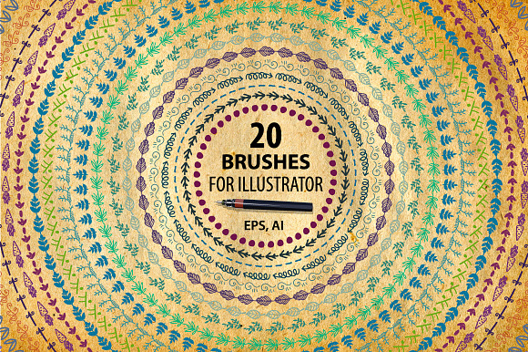 20 Vector Illustrator Brushes in Photoshop Brushes - product preview 2
