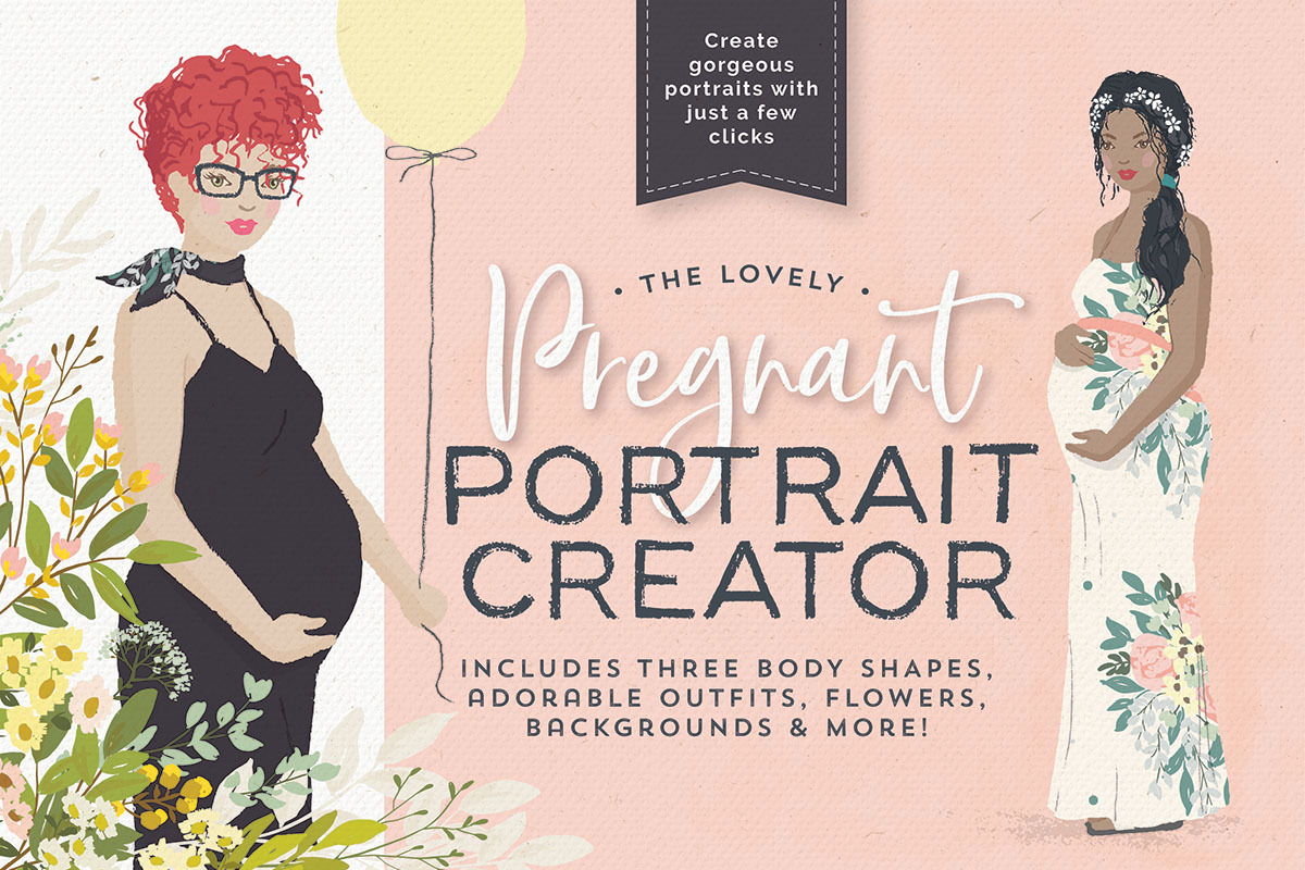 The lovely Pregnant Portrait Creator in Illustrations - product preview 8