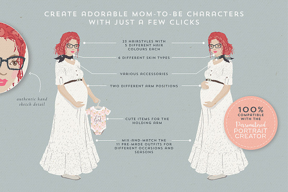 The lovely Pregnant Portrait Creator in Illustrations - product preview 1