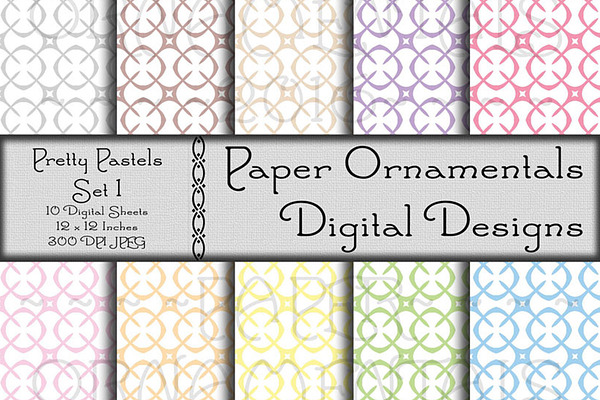 Digital Paper, Pretty Pastels Set 1