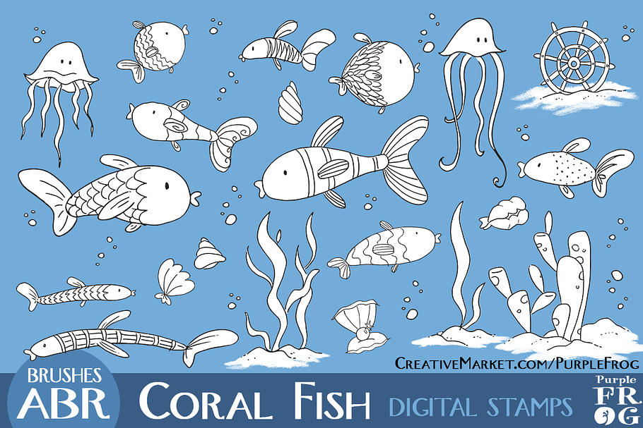 CORAL FISH - Stamps / Brushes in Photoshop Brushes - product preview 8
