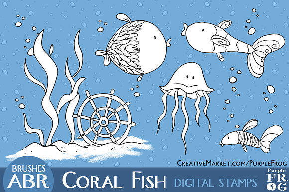 CORAL FISH - Stamps / Brushes in Photoshop Brushes - product preview 1