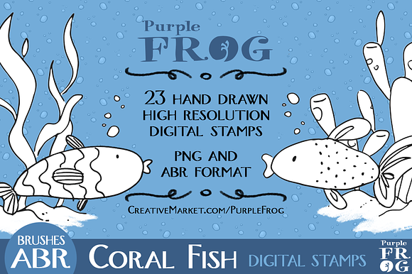 CORAL FISH - Stamps / Brushes in Photoshop Brushes - product preview 2