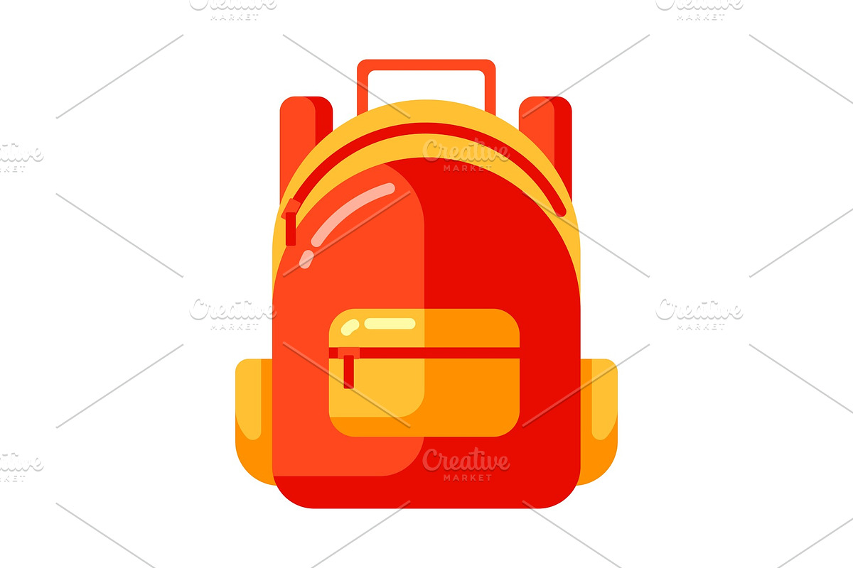 Icon of red school backpack in flat in Objects - product preview 8