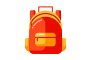Icon of red school backpack in flat