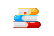 Icon stack of books in flat style.