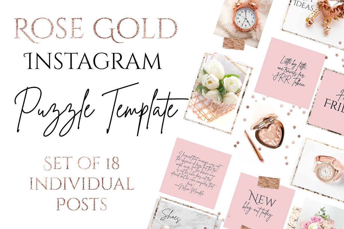 Instagram Puzzle Template -Rose Gold in Instagram Templates - product preview 8