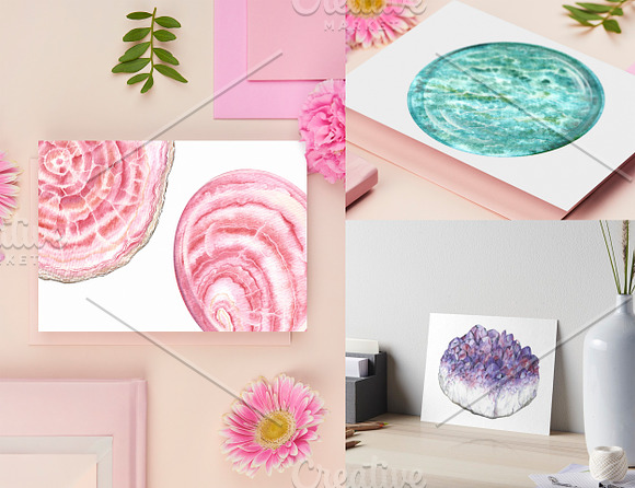 Watercolor crystal gems chakra stone in Illustrations - product preview 7