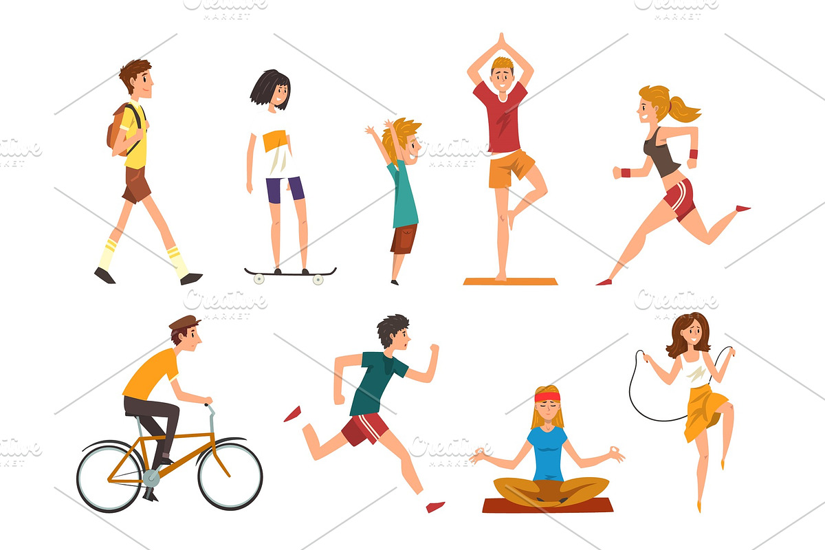 People doing physical activity in Illustrations - product preview 8
