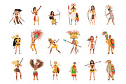 Aztec warriors set, men and women