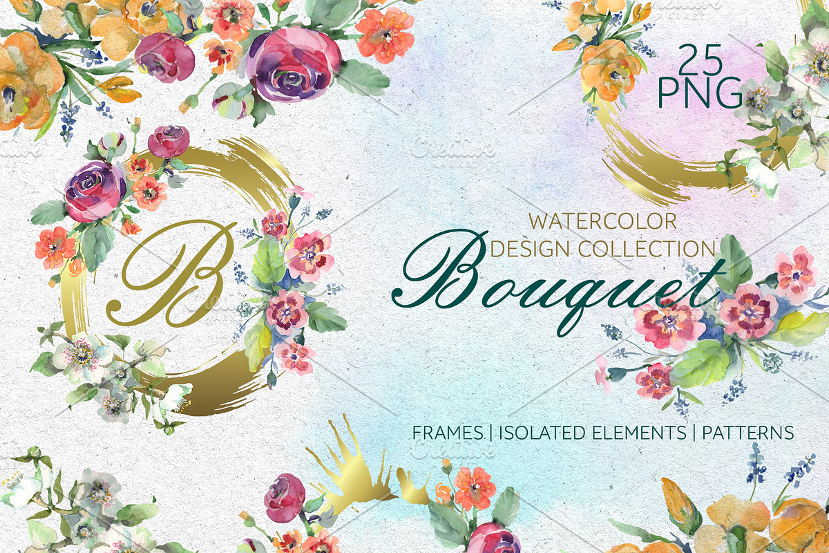 Bouquet spring fairy tale watercolor in Illustrations - product preview 8