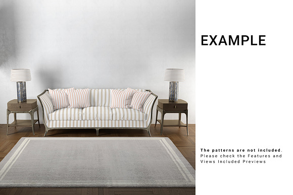 Living Room - Sofa Throw Pillows Rug in Product Mockups - product preview 5