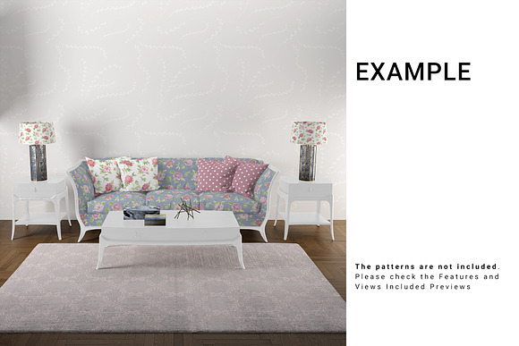 Living Room - Sofa Throw Pillows Rug in Product Mockups - product preview 6