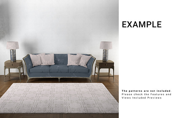 Living Room - Sofa Throw Pillows Rug in Product Mockups - product preview 7