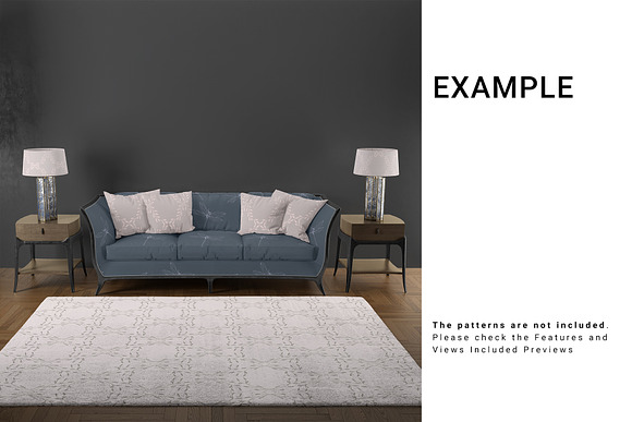 Living Room - Sofa Throw Pillows Rug in Product Mockups - product preview 9