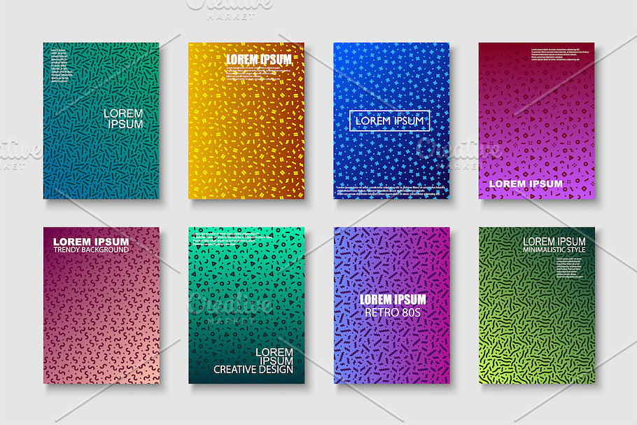 Trendy colorful gradient brochures