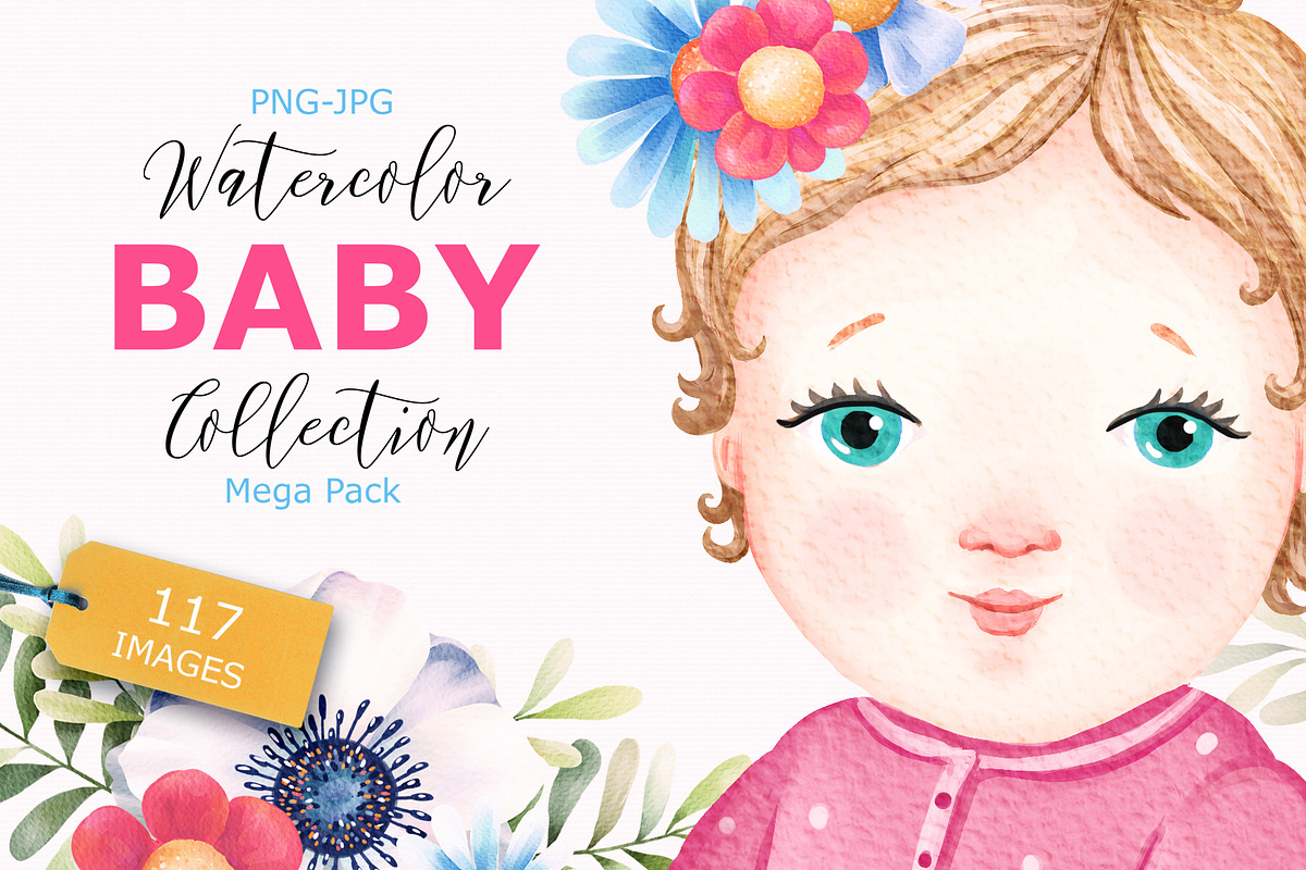 Watercolor Baby Collection in Illustrations - product preview 8