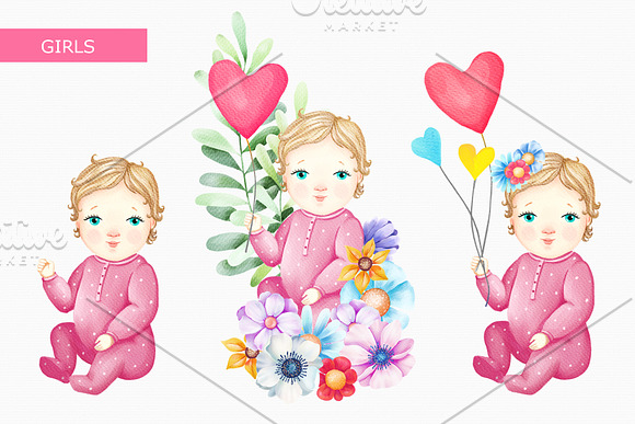Watercolor Baby Collection in Illustrations - product preview 1