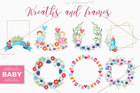 Watercolor Baby Collection in Illustrations - product preview 14