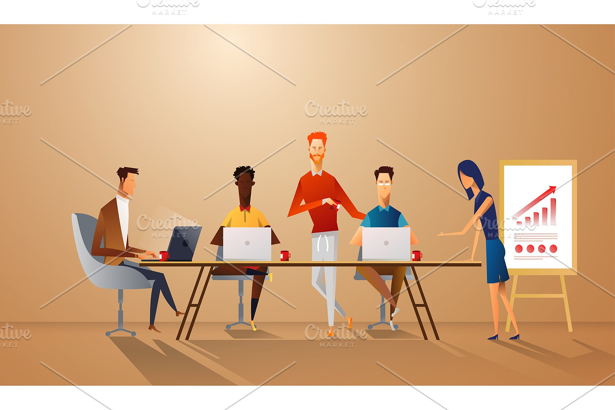 Successful team gathering. Group of in Illustrations - product preview 8