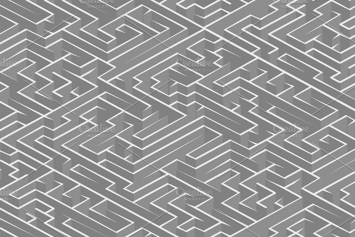 Gray isometric complicated maze in Illustrations - product preview 8