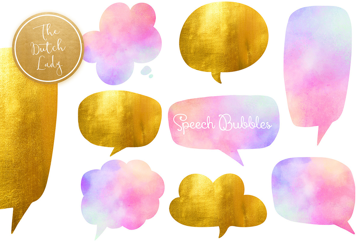 Speech Bubble Clipart Set in Illustrations - product preview 8
