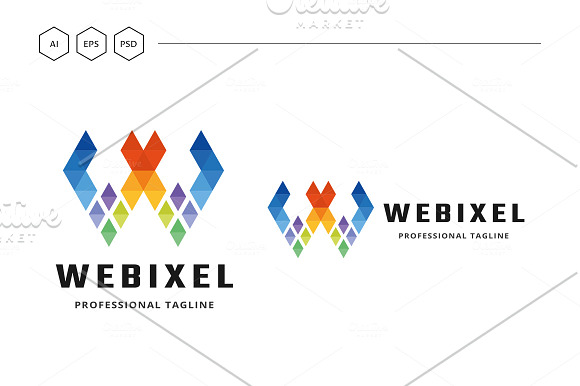 Web Pixel Letter W Logo in Logo Templates - product preview 3