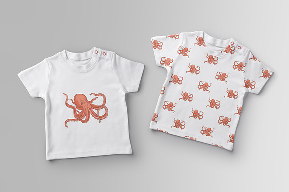 Octopus illustration and seamless in Illustrations - product preview 3