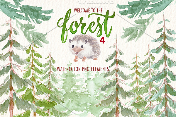 watercolor in the forest clipart
