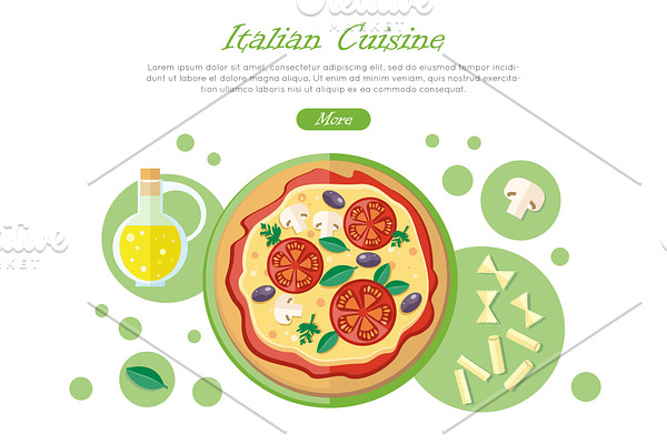 Italian Cuisine Web Banner. Pizza