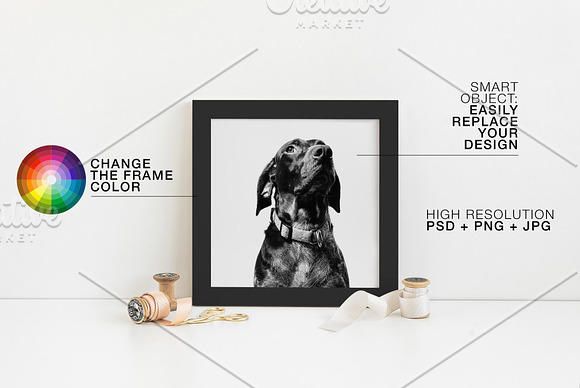 Square Frame Mockup 20x20 PSD PNG in Print Mockups - product preview 1