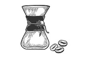 Coffeemaker sketch engraving vector