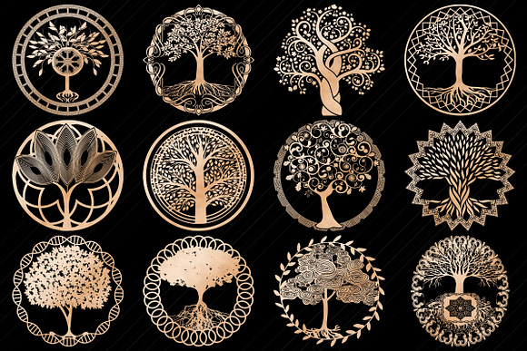 Rose Gold Tree of Life Clip Art in Illustrations - product preview 1