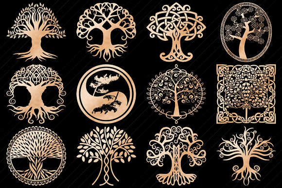 Rose Gold Tree of Life Clip Art in Illustrations - product preview 2