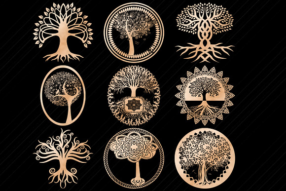 Rose Gold Tree of Life Clip Art in Illustrations - product preview 3