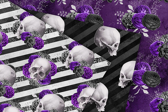 Violet Skull Digital Paper in Patterns - product preview 1