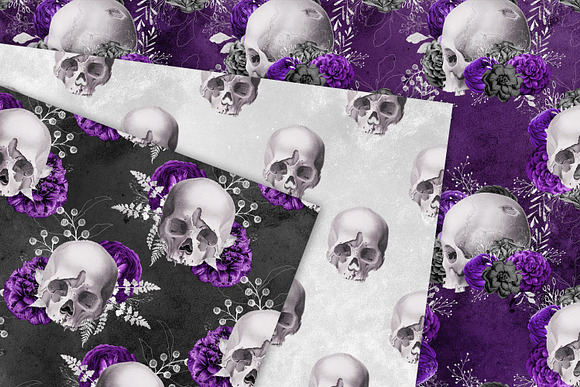 Violet Skull Digital Paper in Patterns - product preview 2
