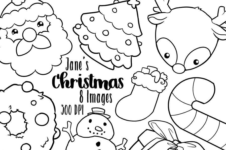 Kawaii Christmas Stamps Clipart in Illustrations - product preview 8