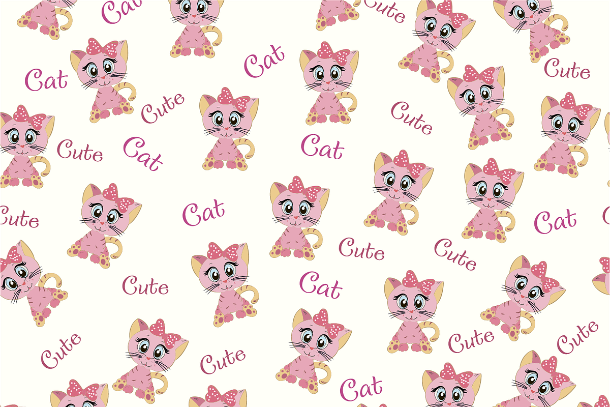 Cute cat pattern vector in Patterns - product preview 8