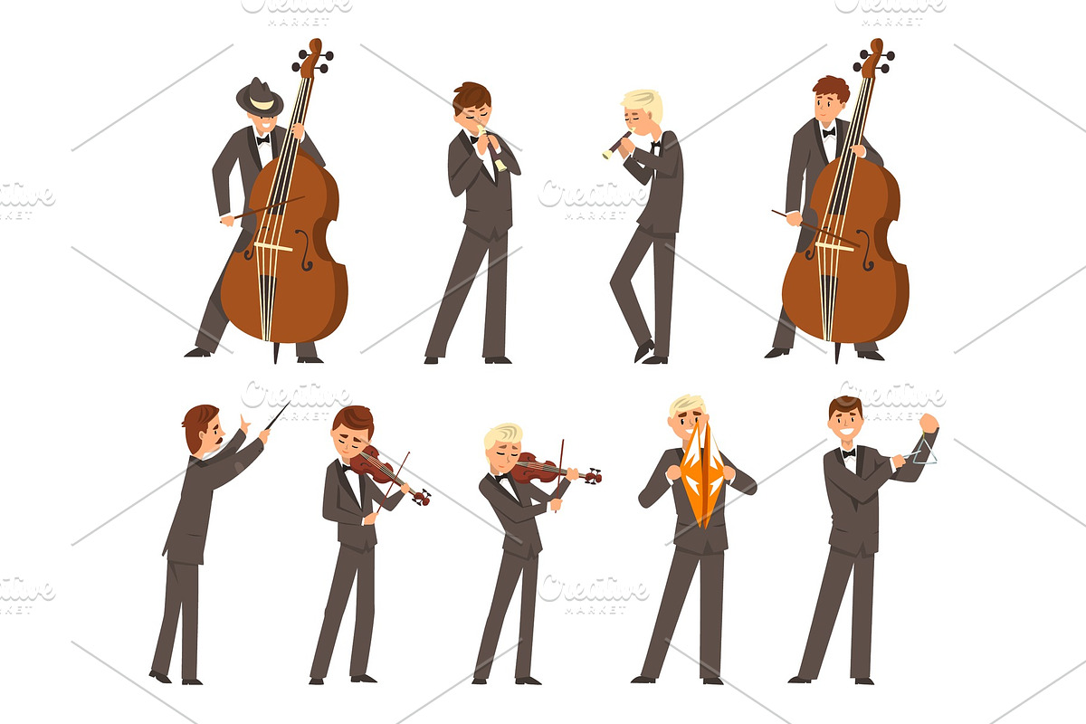 Musicians of symphonic orchestra in Illustrations - product preview 8