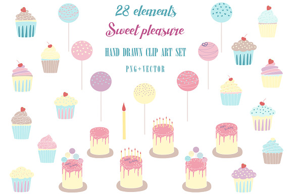 Sweat pleasure. Cakes clip art set in Graphics - product preview 3