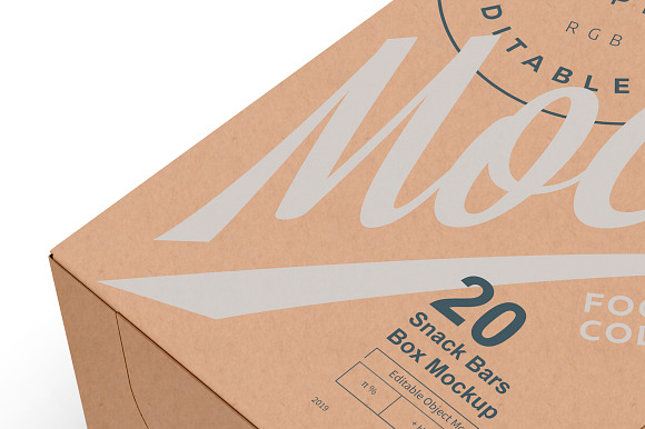 20 Kraft Snack Bars Box Mockup in Product Mockups - product preview 1