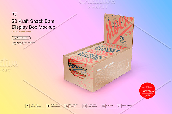 20 Kraft Bars Display Box Mock-up in Product Mockups - product preview 4