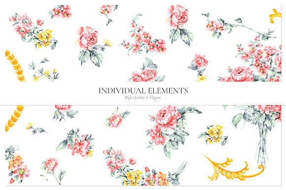 Les Fleurs, Watercolor Illustrations in Patterns - product preview 5