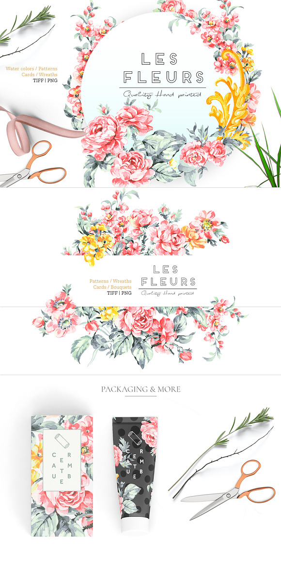 Les Fleurs, Watercolor Illustrations in Patterns - product preview 6